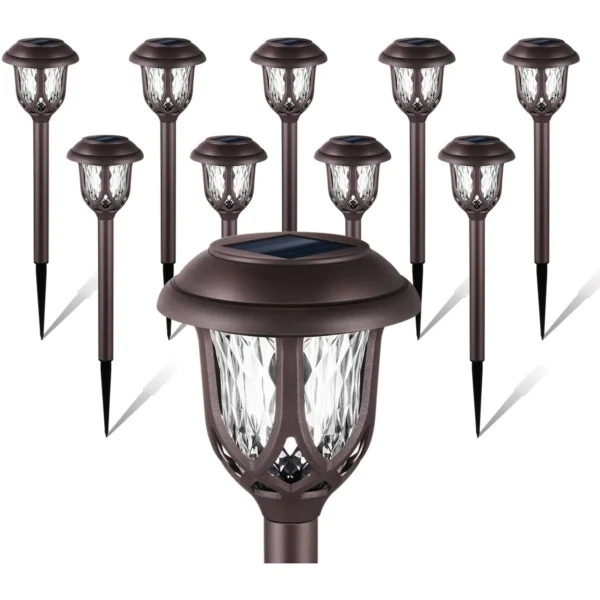 10 Pack Solar Lights Outdoor Decorative, Solar Pathway Lights Outdoor, Solar Powered Garden Yard Lights for Walkway Sidewalk Driveway.